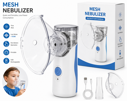 Portable Mesh Nebulizer – Rechargeable Handheld Nebulizer for Kids & Adults