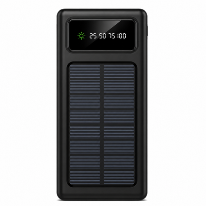 Solar Power Bank – Portable Solar Charger with LED Light & USB Charging