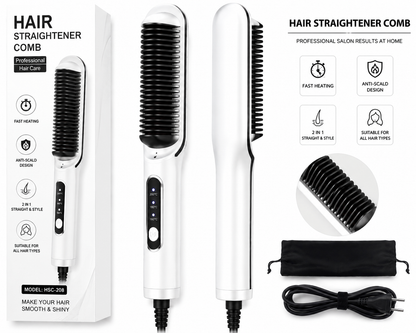 2-in-1 Electric Hair Straightener Comb