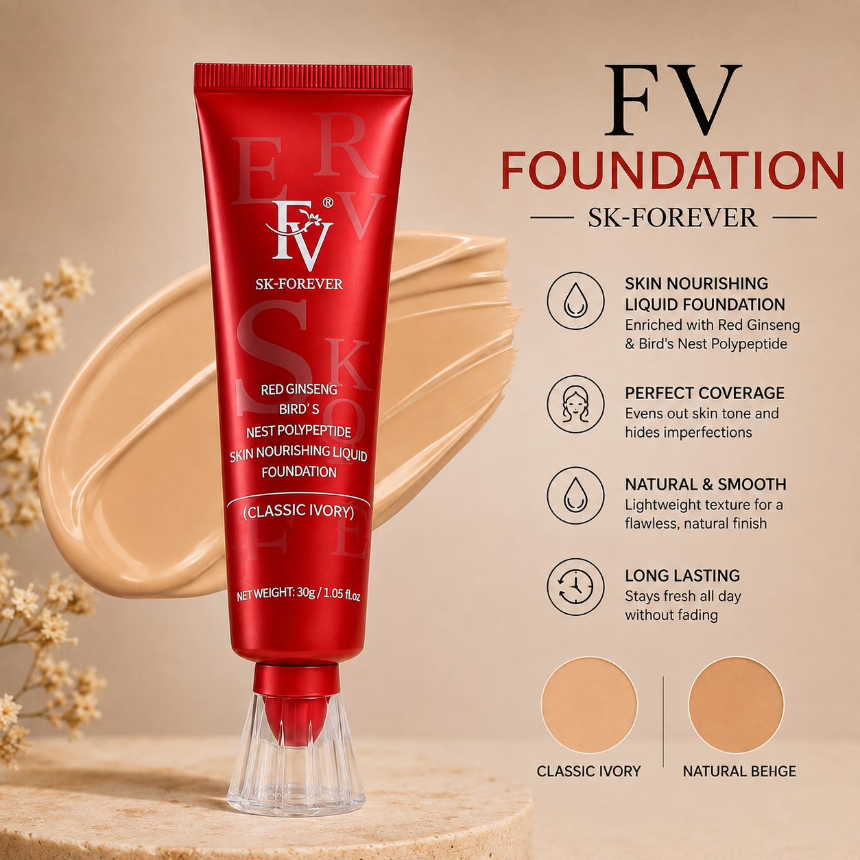 FV Foundation | Full Coverage Matte Finish Makeup Foundation