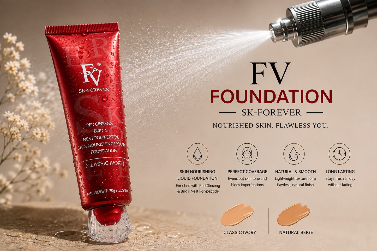FV Foundation | Full Coverage Matte Finish Makeup Foundation