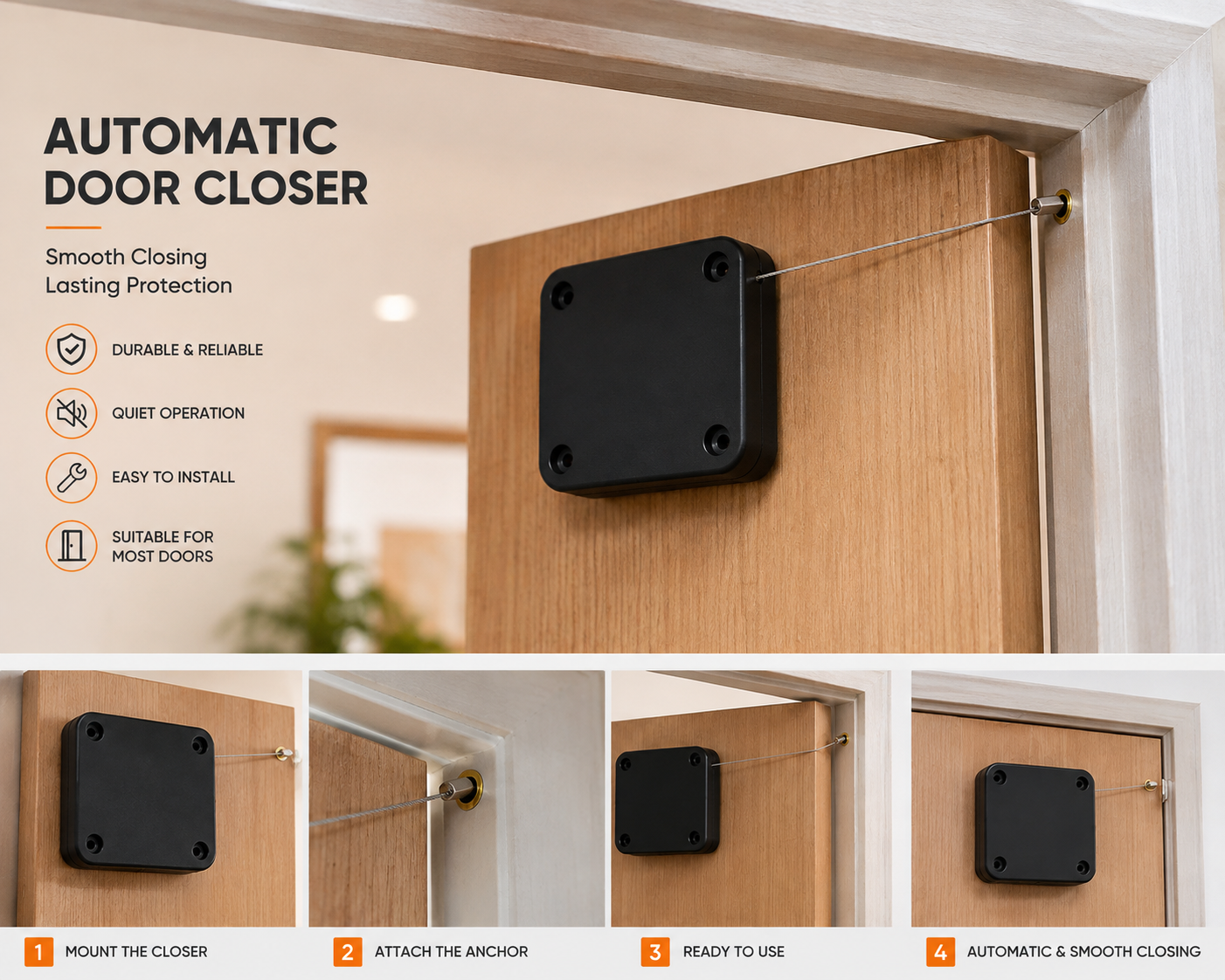 Automatic Door Closer – Smooth, Silent & Easy to Install