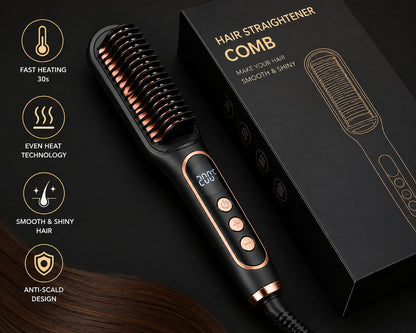 2-in-1 Electric Hair Straightener Comb